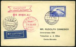 ZEPPELINPOST 69Bb BRIEF, 1930, Schlesienrundfahrt, Abwurf Görlitz, Bordpost, Frankiert Mit 2 RM, Prachtbrief Nach Tetsch - Zeppelines