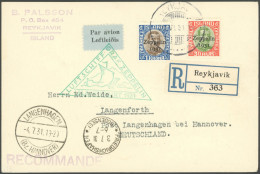 ZEPPELINPOST 114B BRIEF, 1931, Islandfahrt, Isländische Post, Einschreibkarte, Pracht - Poste Aérienne & Zeppelin