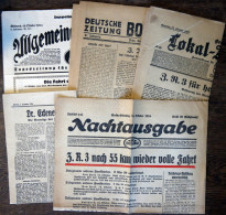 ZEPPELINPOST 1924, Der Legendäre Amerika-Zeppelin ZR 3: 5 Verschiedene Zeitungen Mit Zeppelin-Schlagzeilen - Poste Aérienne & Zeppelin
