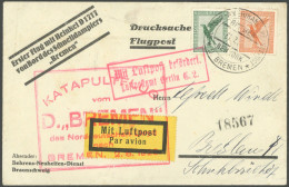 KATAPULTPOST 2c BRIEF, 1.8.1929, Bremen - Bremen, Deutsche Seepostaufgabe, Prachtbrief - Luft- Und Zeppelinpost