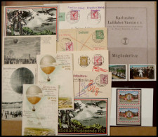 PIONIERFLUGPOST 1909-1914 1897-1926, 10 Verschiedene Karten, Ballonpost Und Luftpost, Pracht - Aerei