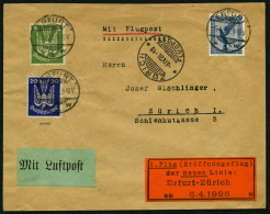 ERST-UND ERÖFFNUNGSFLÜGE 26.7.09 BRIEF, 6.4.1926, Erfurt - Zürich, Prachtbrief, RR! - Zeppelines