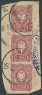 DP CHINA V 41b BrfStk, 1890, 10 Pf. Lebhaftrotkarmin Im Senkrechten Dreierstreifen, Stempel KDPAG SHANGHAI, Prachtbriefs - Deutsche Post In China