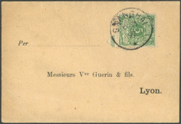 DP CHINA V 46c BRIEF, 1897, 5 Pf. Opalgrün Mit Stempel SHANGHAI Auf Streifband Nach Lyon, Pracht - China (oficinas)