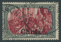 DP CHINA 27III O, 1901, 5 M. Reichspost, Type I, Nachmalung Mit Rot Und Deckweiß, Pracht, Mi. 400.- - Cina (uffici)