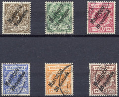 DP IN MAROKKO 1-6 O, 1899, Steiler Aufdruck, Prachtsatz, Mi. 120.- - Marocco (uffici)