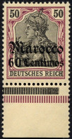 DP IN MAROKKO 28 , 1905, 60 C. Auf 50 Pf., Ohne Wz., Postfrisch, Pracht, Mi. 70.- - Marruecos (oficinas)