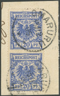 DSWA VS 48d Paar BrfStk, 1896, 20 Pf. Violettultramarin Im Senkrechten Paar Auf Leinenbrief Mit Stempel OMARURU, Pracht - África Del Sudoeste Alemana