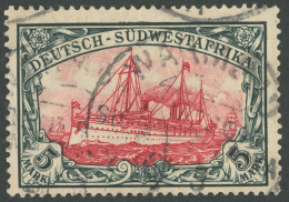 DSWA 32Aa O, 1906, 5 M. Grünschwarz/dunkelkarmin, Mit Wz., Gelblichrot Quarzend, Stempel WARMBAD, Pracht, Mi. 370.- - Duits-Zuidwest-Afrika