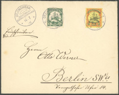 DSWA 15,25 BRIEF, OTJIHAWERA, 17.7.08, Auf Brief Nach Berlin, Mit 25 Und 5 Pf., Pracht - German South West Africa