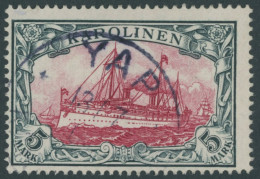 KAROLINEN 19 O, 1900, 5 M. Grünschwarz/dunkelkarmin, Ohne Wz., Stempel YAP, Pracht, Signiert, Mi. 600.- - Caroline Islands