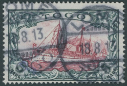 TOGO 19I O, 1900, 5 M. Grünschwarz/bräunlichkarmin, Ohne Wz., Mit Plattenfehler Wolke (Retusche) Zwischen Den Halteseile - Togo