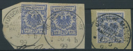 DEUTSCHE SCHIFFSPOST DR 48d BrfStk, 1899, OST ASIATISCHE HAUPTLINIE, 2 Briefstücke, Feinst/Pracht, Gepr. Steuer - Marítimo