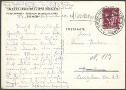 DEUTSCHE SCHIFFSPOST 26.7.1936, Mitarbeiterpost Mit Seepoststempel D. Bremen Auf Ansichtskarte Norddeutscher Lloyd, Prac - Marittimi