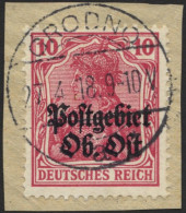 POSTGEBIET OB.OST 5b BrfStk, 1916, 10 Pf. Karmin, Prachtbriefstück, Gepr. Hey, Mi. 90.- - Autres & Non Classés