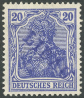 LIBAU 4Ab , 1919, 20 Pf. Dunkelviolettblau, Type I, Falzrest, Ein Kurzer Zahn Sonst Pracht, Kurzbefund Nagler, Mi. 170.- - Occupation 1914-18