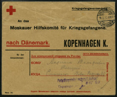 FELDPOST I.WK 1917, Kriegsgefangenen-Vordruckbrief Nach Russland über Kopenhagen, Aufgegeben In FRIEDBERG/HESSEN, Mit Vi - Brieven En Documenten