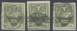 OBERSCHLESIEN 4B O, Östliches Oberschlesien: 1921, 40 Pf. Dunkelgraugrün, Ungezähnt, 3 Verschiedene Stempel, U.a. BAUERW - Sonstige & Ohne Zuordnung