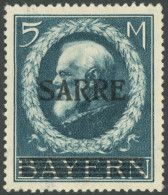 SAARGEBIET 30 , 1920, 5 M. Bayern-Sarre, Ungebraucht, Feinst, Gepr. Burger Und Fotoattest BPA, Mi. 1000.- - Autres & Non Classés