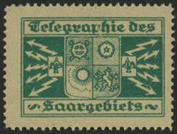 SAARGEBIET , Grüne Vignette Telegraphie Des Saargebiets, Pracht - Altri & Non Classificati