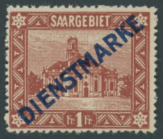 SAARGEBIET D 11I , 1922, 1 Fr. Ludwigskirche, Type I, Postfrisch, Pracht, Mi. 180.- - Dienstzegels