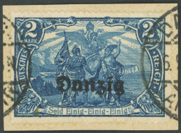 FREIE STADT DANZIG 11c BrfStk, 1920, 2 M. Schwärzlichblau, Zeitgerechte Entwertung, Prachtbriefstück, RR!, Fotoattest Gr - Other & Unclassified