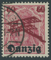 FREIE STADT DANZIG 51II O, 1920, 60 Pf. Auf 40 Pf. Flugpost Mit Aufdruckfehler Rechte 60 Oben Abgeplattet Und Rechte Str - Sonstige & Ohne Zuordnung