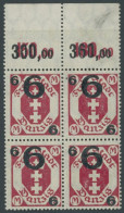 FREIE STADT DANZIG 106b VB , 1922, 6 Auf 3 M. Karminrot Im Oberrandviererblock, Postfrisch, Pracht (ein Wert Matte Gummi - Andere & Zonder Classificatie