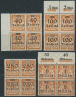 FREIE STADT DANZIG 158-60,163 VB , 1923, 40 - 250 T Und 1 Mio. Auf 10000 M. In Viererblocks, Postfrisch, Pracht, Mi. 294 - Other & Unclassified