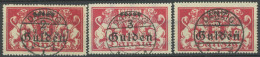 FREIE STADT DANZIG 190-92 O, 1923, 2 G. Auf 1 Mio. M. - 5 G. Auf 1 Mio. M., Gefälligkeitsabstempelung, 3 Prachtwerte, Ge - Other & Unclassified