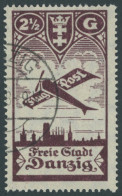 FREIE STADT DANZIG 206III O, 1924, 21/2 G. Flugpost Mit Abart Rechts Oben Und Unten Breiter Ausgleichszahn, Pracht, Mi.  - Otros & Sin Clasificación