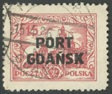 PORT GDANSK 14 O, 1926, 15 Gr. Lebhaftkarminrot, üblich Gezähnt Pracht, Vielfach Geprüft, Mi. 70.- - Altri & Non Classificati