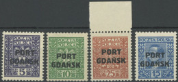 PORT GDANSK 20-22,24 , 1929/30, Staatswappen Und 15 Gr. Sienkiewicz, Postfrisch, Pracht, Mi. 67.- - Autres & Non Classés