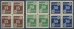 ESTLAND 1-3x VB , 1941, Landespost, Gestrichenes Papier, In Viererblocks, Postfrisch, Pracht, Mi. 240.- - Occupazione 1938 – 45