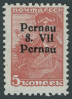 PERNAU 5IV , 1941, 5 K. Bräunlichrot Mit Aufdruck Pernau/Pernau, Kurzbefund Löbbering, Mi. 100.- - Ocupación 1938 – 45