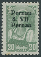 PERNAU 8IV , 1941, 20 K. Schwarzgelbgrün Mit Aufdruck Pernau/Pernau, Feinst (etwas Fleckig), Kurzbefund Löbbering, Mi. 1 - Besetzungen 1938-45