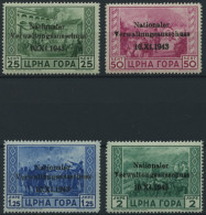 MONTENEGRO 10-13 , 1943, 25 C. - 2 L. Nationaler Verwaltungsausschuss, 4 Prachtwerte, Mi. 180.- - Occupazione 1938 – 45