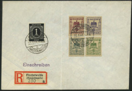 FINSTERWALDE 3,5,9b BRIEF, 1946, 8 Pf. Dunkelblauviolett Mit 5 Und 30 Pf. Wiederaufbau Zusatzfrankatur Auf Einschreibbri - Posta Privata & Locale