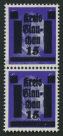GLAUCHAU 5aDDIIIa Paar , 1945, 15 Auf 6 Pf. Lebhaftblauviolett Doppelaufdruck Im Senkrechten Paar, Ein Wert Mit Abart Dü - Privatpost