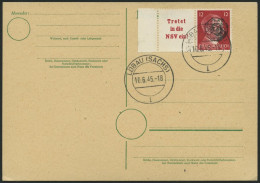 LÖBAU W 157 BRIEF, 1945, Hitler A15.2 + 12 Auf Leer Gestempelter Karte, Pracht, Gepr. Zierer (als Briefstück Signiert) - Autres & Non Classés