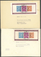 ALLIIERTE BES. Bl. 12A/B BRIEF, 1946, Blockpaar Briefmarken-Ausstellung, Je Auf Brief (vermutlich Nachträglich Aufgekleb - Other & Unclassified