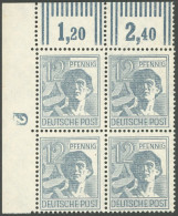 ALLIIERTE BES. 947DZ , 1947, 12 Pf. Dunkelgrautürkis, Obere Linke Bogenecke Mit Druckereizeichen 2, Postfrisch, Pracht - Other & Unclassified
