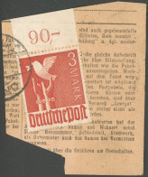 ALLIIERTE BES. 961POR BrfStk, 1947, 3 M. Bräunlichrot, Plattendruck, Oberrand Durchgezähnt, Auf Postabschnitt, Feinst - Other & Unclassified