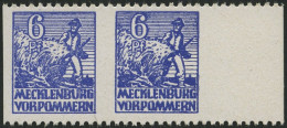 MECKLENBURG-VORPOMMERN 33xbUs Paar , 1946, 6 Pf. Violettblau, Kreidepapier, Senkrecht Ungezähnt, Im Waagerechten Paar, P - Autres & Non Classés