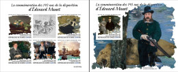 Guinea 2023, Art, Manet, 5val In BF +BF IMPERFORATED - Impressionismo