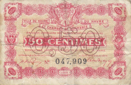 Le Havre 50 C Emission De Remplacement Du 8 Juillet 1922 - JP.068.33 Assez RARE - Cámara De Comercio