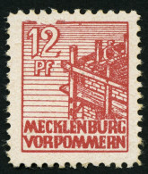 MECKLENBURG-VORPOMMERN 36xcI , 1946, 12 Pf. Lebhaftbraunrot, Kreidepapier, Mit Plattenfehler I, Falzrest, Pracht, Gepr.  - Other & Unclassified