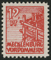 MECKLENBURG-VORPOMMERN 36xcc , 1946, 12 Pf. Schwärzlichgraurot, Kreidepapier, Pracht, Gepr. Kramp, Mi. 320.- - Autres & Non Classés