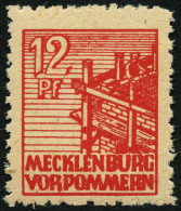 MECKLENBURG-VORPOMMERN 36yf , 1946, 12 Pf. Dunkelrosa, Graues Papier, Pracht, Gepr. Kramp, Mi. 80.- - Other & Unclassified