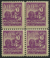 MECKLENBURG-VORPOMMERN 40yb VB , 1946, 40 Pf. Violettpurpur Im Viererblock, Pracht, Gepr. Kramp, Mi. 400.- - Autres & Non Classés